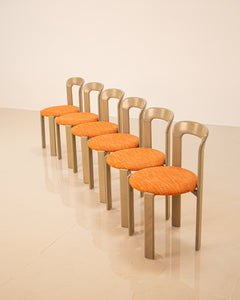 6 chairs by Bruno Rey for Dietiker 70's (orange)