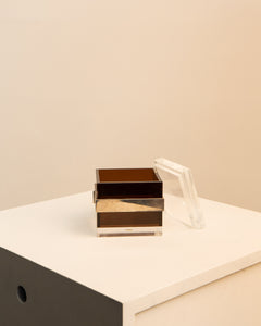 Boîte cubique en verre acrylique et chrome par Alessandro Albrizzi 70's