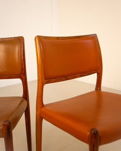Set of 4 "80" chairs by Niels Otto Møller 60's