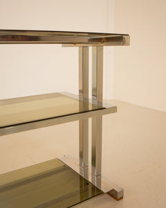 3-level console in smoked glass 70's