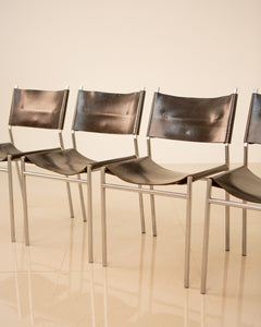 4 chaises "SE06" cuir par Martin Visser pour Spectrum 60's
