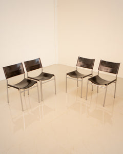 4 chaises "SE06" cuir par Martin Visser pour Spectrum 60's