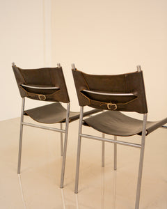 4 chaises "SE06" cuir par Martin Visser pour Spectrum 60's