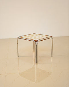 Table d'appoint style Bauhaus structure métal et plateau mosaïque 70's