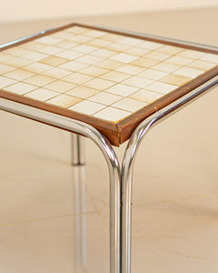 Bauhaus style side table metal structure and mosaic top 70's