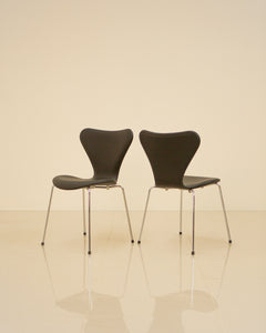 Set of 4 "3107" leather chairs by Arne Jacobsen for Fritz Hansen 60's