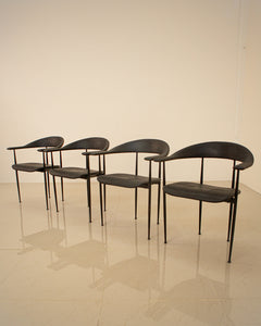 Set of 4 "P40" armchairs by Giancarlo Vegni & Gianfranco Gualtierotti for Fasem 80's