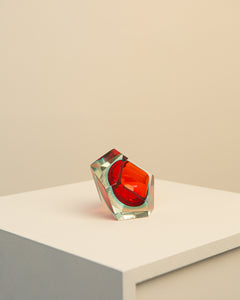 Red "Diamond" ashtray by Flavio Poli 60's