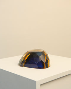 Blue and yellow murano glass ashtray by Flavio Poli 60's