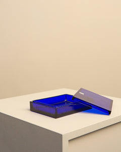 Boîte en verre cannage bleu nuit par Christian Dior 90's