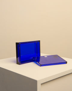 Boîte en verre cannage bleu nuit par Christian Dior 90's