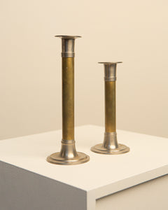 Pair of 60's brass & silver candlesticks