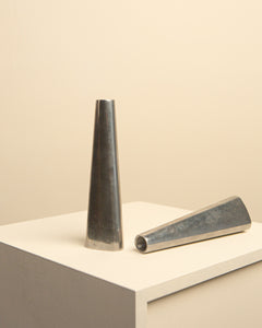 Pair of chrome metal candle holders with triangular base for IKEA 90's