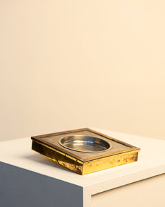 Square pocket tray in silver and gold metal 60's