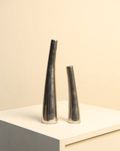 Pair of 80's metal soliflore vases