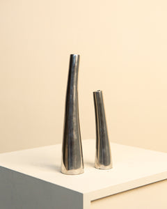 Pair of 80's metal soliflore vases