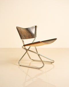 Scandinavian "Z" side chair in leather and steel by Erik Magnussen for Torben Ørskov 60's
