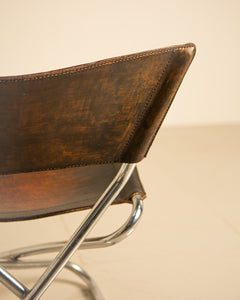 Scandinavian "Z" side chair in leather and steel by Erik Magnussen for Torben Ørskov 60's