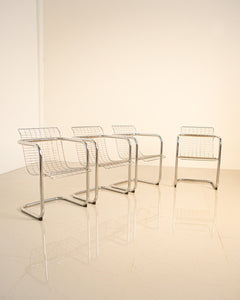 Set de 4 chaises en métal DLG Gastone Rinaldi 80's