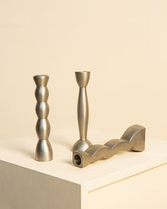 Triptych of Italian modernist candlesticks from the 80's