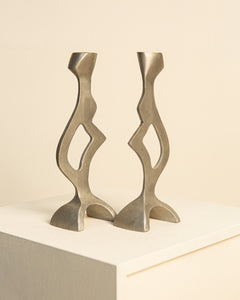 Pair of modernist "Free Form" candlesticks 80's