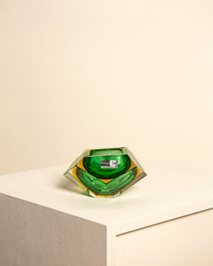 Green "Diamond" ashtray in murano glass by Flavio Poli for V. Nason &amp; C 60's