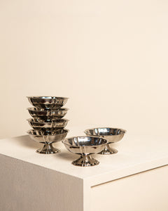 Set of 6 70's stainless steel ice cream cups