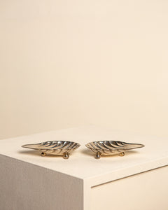 Pair of Italian storage compartments in the shape of a scallop shell in metal 80's