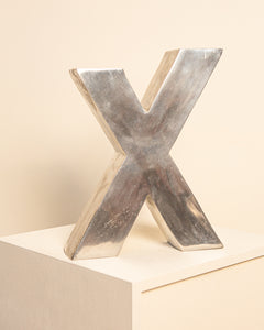 Large "X" candle holder in cast aluminum 80's