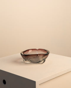 Cendrier en verre de murano mauve 70's