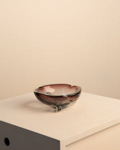 Cendrier en verre de murano mauve 70's