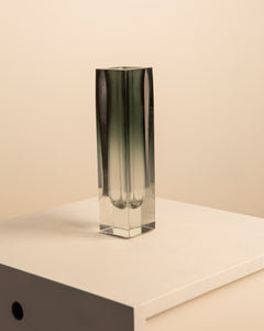 Black "Square" vase by Flavio Poli for Seguso 70's