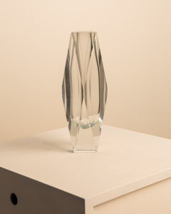 Grand vase "Diamant" transparent par Flavio Poli pour Seguso 70's