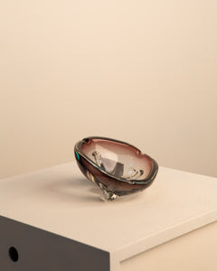 Cendrier en verre de murano mauve 70's